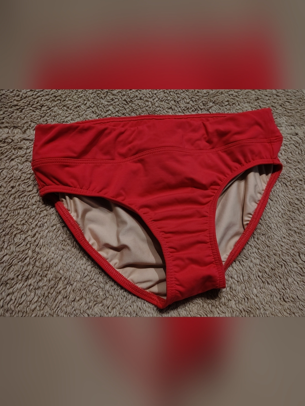 Lands' End Women's Bikini Bottom Mid Rise Bright Coral Pink Size Medium 8